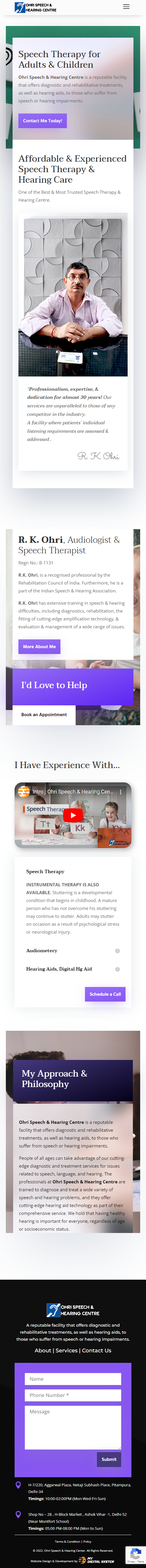 OHRI speach and hearing center mobile view
